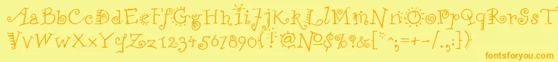 FunstuffRegular-Schriftart – Orangefarbene Schriften auf gelbem Hintergrund