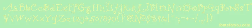 FunstuffRegular Font – Yellow Fonts on Green Background
