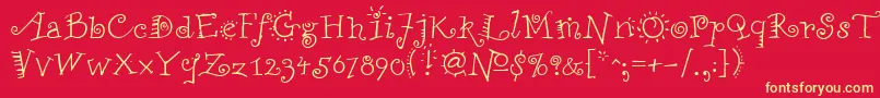 FunstuffRegular Font – Yellow Fonts on Red Background