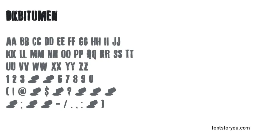 Schriftart DkBitumen – Alphabet, Zahlen, spezielle Symbole
