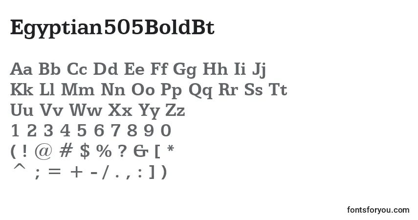 Czcionka Egyptian505BoldBt – alfabet, cyfry, specjalne znaki