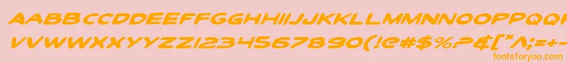 ToonTownIndustrialExpItal-Schriftart – Orangefarbene Schriften auf rosa Hintergrund