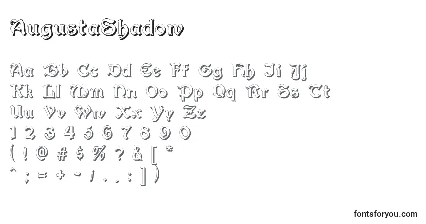 Шрифт AugustaShadow – алфавит, цифры, специальные символы