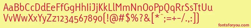 LinotypeTetriaLight Font – Red Fonts on Yellow Background