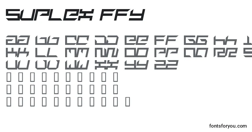 Schriftart Suplex ffy – Alphabet, Zahlen, spezielle Symbole