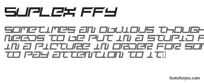Überblick über die Schriftart Suplex ffy