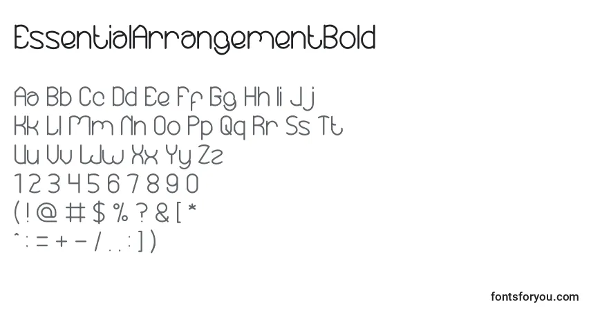 A fonte EssentialArrangementBold – alfabeto, números, caracteres especiais