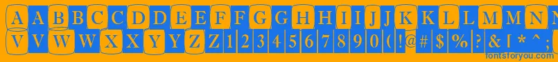 Fonte AAntiquetrdcmdc1cb – fontes azuis em um fundo laranja