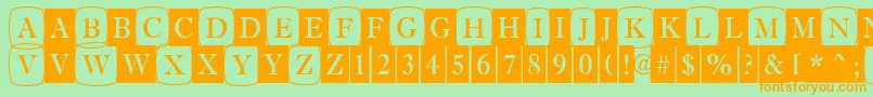 AAntiquetrdcmdc1cb-fontti – oranssit fontit vihreällä taustalla