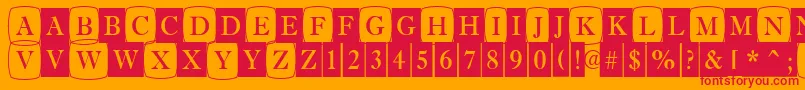 AAntiquetrdcmdc1cb-Schriftart – Rote Schriften auf orangefarbenem Hintergrund