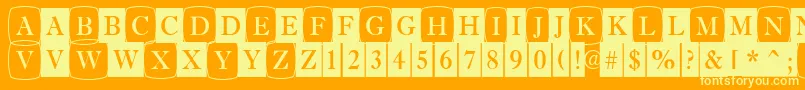AAntiquetrdcmdc1cb-Schriftart – Gelbe Schriften auf orangefarbenem Hintergrund