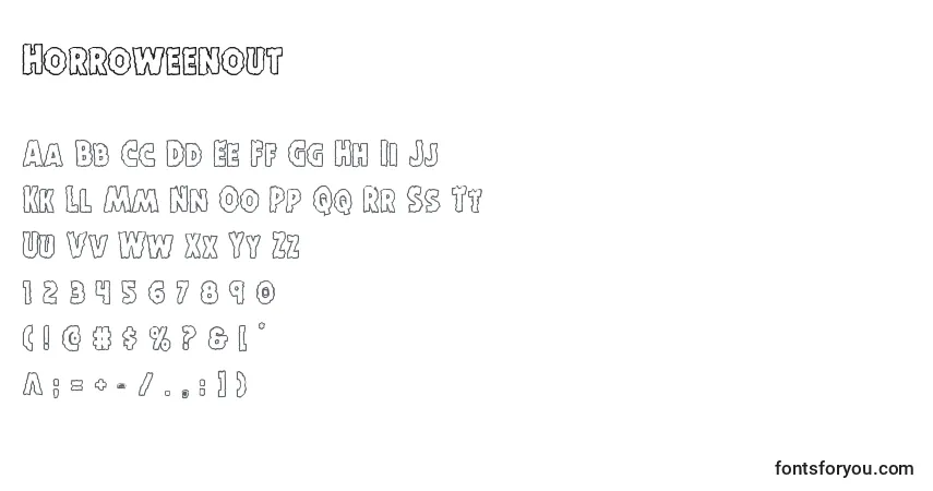 Шрифт Horroweenout – алфавит, цифры, специальные символы