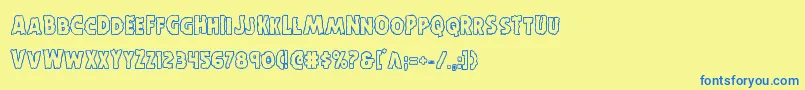 Horroweenout Font – Blue Fonts on Yellow Background