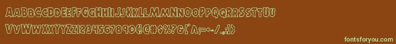 Horroweenout-fontti – vihreät fontit ruskealla taustalla