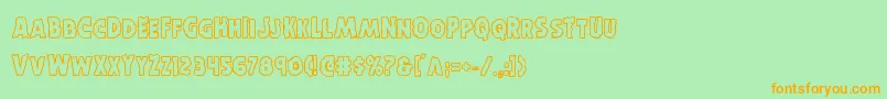 Horroweenout-Schriftart – Orangefarbene Schriften auf grünem Hintergrund