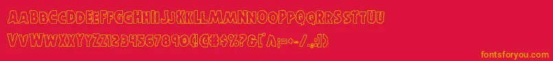Fonte Horroweenout – fontes laranjas em um fundo vermelho