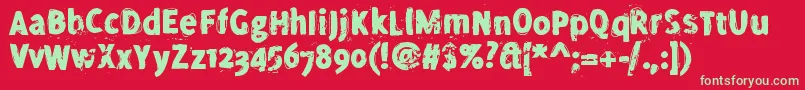 フォントThoughts – 赤い背景に緑の文字