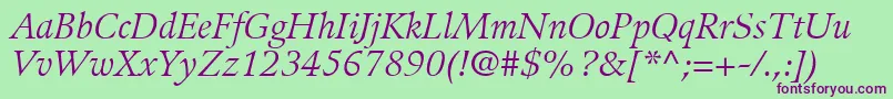 GuardiLt56Italic Font – Purple Fonts on Green Background