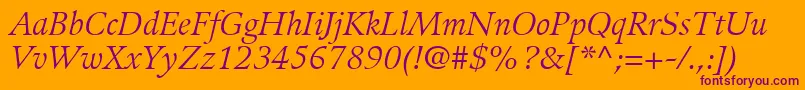 GuardiLt56Italic Font – Purple Fonts on Orange Background