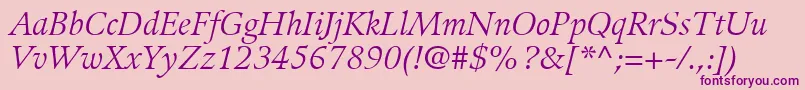 GuardiLt56Italic Font – Purple Fonts on Pink Background