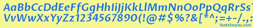 ProzalibreSemibolditalic Font – Blue Fonts on Yellow Background