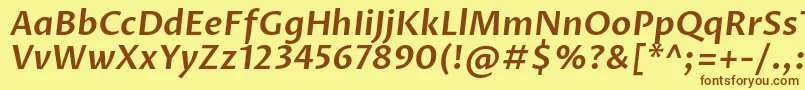 ProzalibreSemibolditalic Font – Brown Fonts on Yellow Background