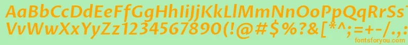 フォントProzalibreSemibolditalic – オレンジの文字が緑の背景にあります。