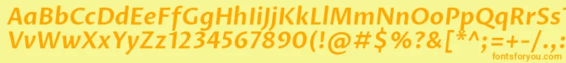 ProzalibreSemibolditalic-Schriftart – Orangefarbene Schriften auf gelbem Hintergrund
