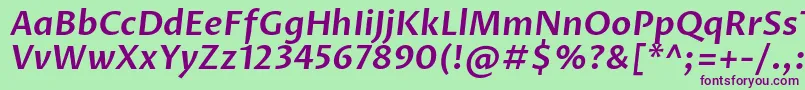 ProzalibreSemibolditalic Font – Purple Fonts on Green Background