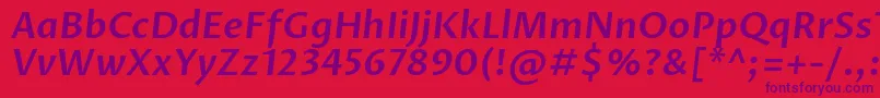 ProzalibreSemibolditalic Font – Purple Fonts on Red Background