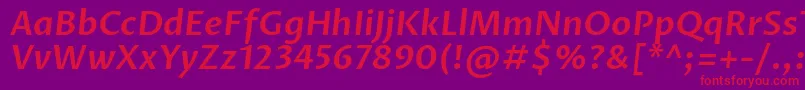ProzalibreSemibolditalic Font – Red Fonts on Purple Background