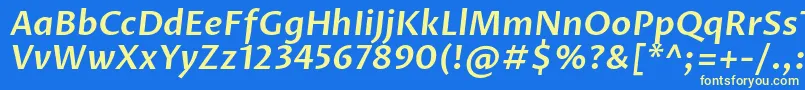 Шрифт ProzalibreSemibolditalic – жёлтые шрифты на синем фоне