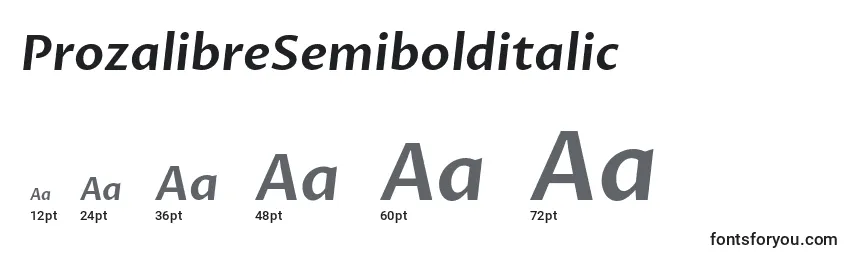 ProzalibreSemibolditalic Font Sizes