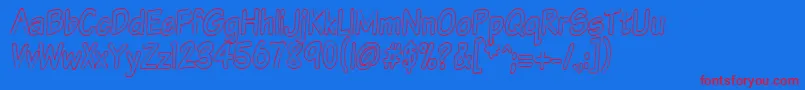 Vtcsundaykomixtalloutline Font – Red Fonts on Blue Background