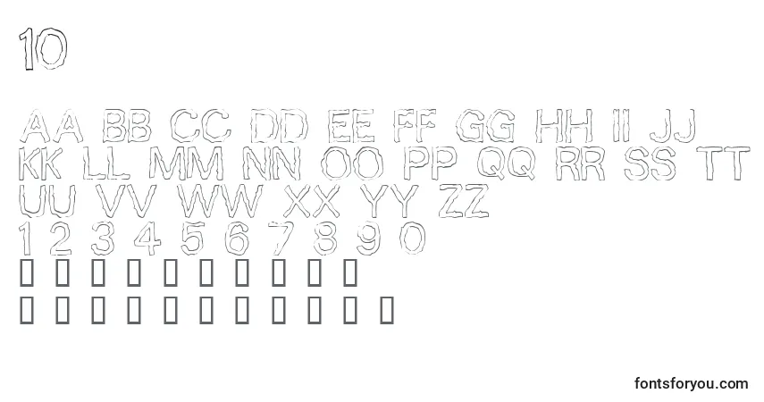 Czcionka 10 – alfabet, cyfry, specjalne znaki