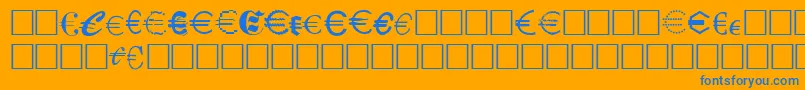 EuroCollection-Schriftart – Blaue Schriften auf orangefarbenem Hintergrund