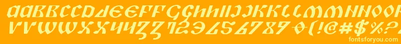 Piperei-Schriftart – Gelbe Schriften auf orangefarbenem Hintergrund