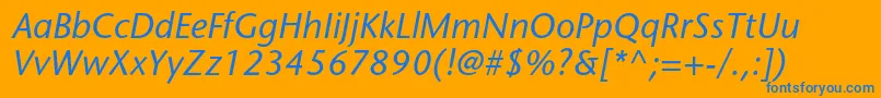 Шрифт StonesansstdMediumitalic – синие шрифты на оранжевом фоне