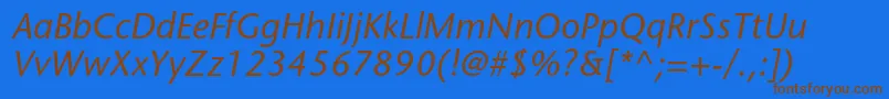 StonesansstdMediumitalic-Schriftart – Braune Schriften auf blauem Hintergrund