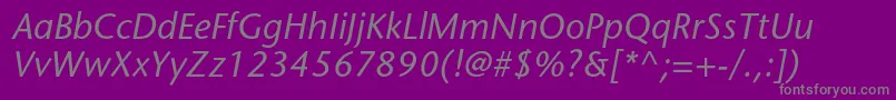 Шрифт StonesansstdMediumitalic – серые шрифты на фиолетовом фоне