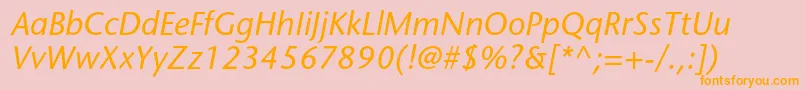 フォントStonesansstdMediumitalic – オレンジの文字がピンクの背景にあります。