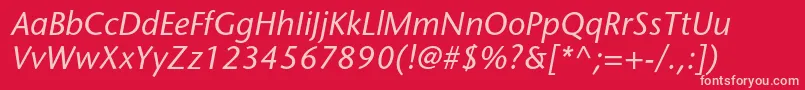 StonesansstdMediumitalic-fontti – vaaleanpunaiset fontit punaisella taustalla