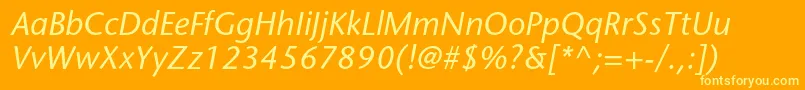 フォントStonesansstdMediumitalic – オレンジの背景に黄色の文字