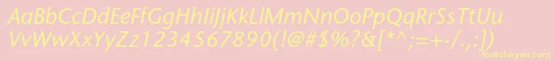 StonesansstdMediumitalic-fontti – keltaiset fontit vaaleanpunaisella taustalla