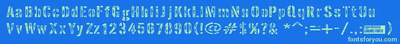 Interpla Font – Green Fonts on Blue Background