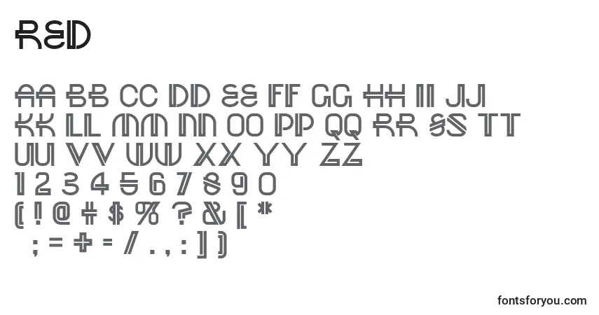 Czcionka Red – alfabet, cyfry, specjalne znaki