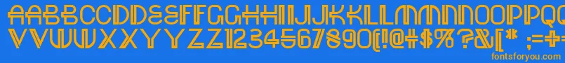 フォントRed – オレンジ色の文字が青い背景にあります。