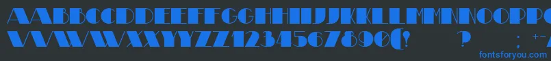 Theatrical-Schriftart – Blaue Schriften auf schwarzem Hintergrund