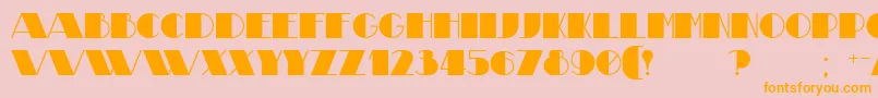 フォントTheatrical – オレンジの文字がピンクの背景にあります。