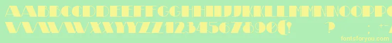 フォントTheatrical – 黄色の文字が緑の背景にあります